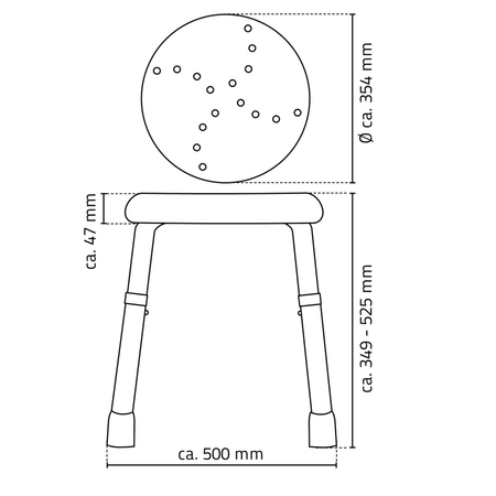 HANDICAP taboret łazienkowy, średnica 45cm, biały