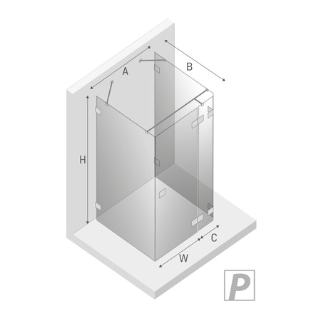 KABINA AVEXA GOLD SHINE KWADRATOWA PRZYŚCIENNA P 110x110x200 CZYSTE 6mm ACTIVE SHIELD