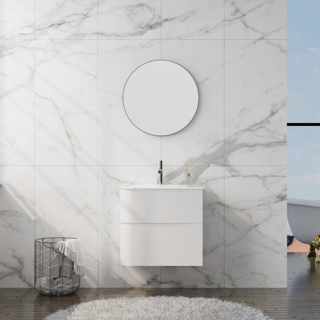 Szafka wisząca z umywalką szklaną Atlanta White 600