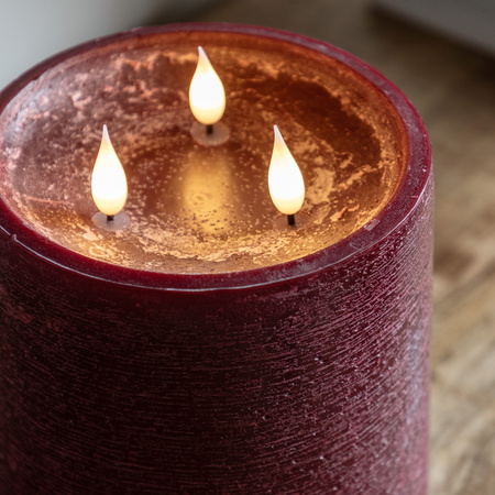 LED 3 Wick Candle Oxblood 150x150x150mm