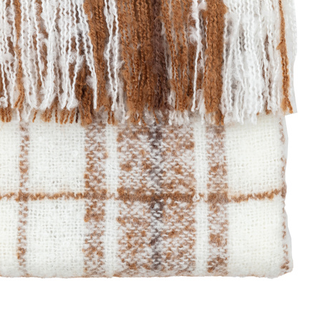 Check Faux Mohair Throw Tan 1300x1800mm