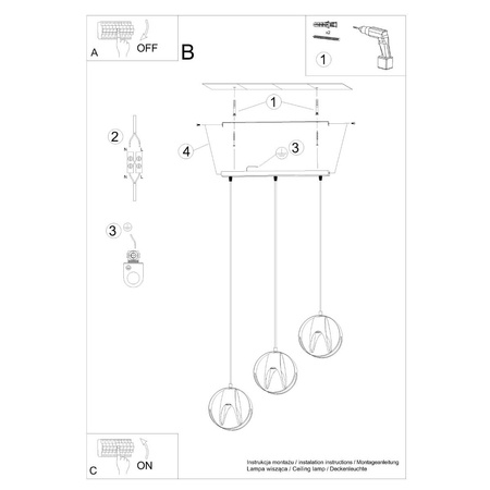 Lampa wisząca TULOS 3L biała