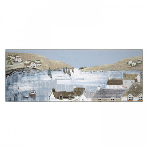 Obraz w ramie „Blue Bay View” – niebieski / szary, 130 × 3,5 × 50 cm