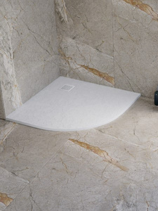 Brodzik MORI konglomeratowy półokrągły R55 90x90x3 posadzkowy, biały