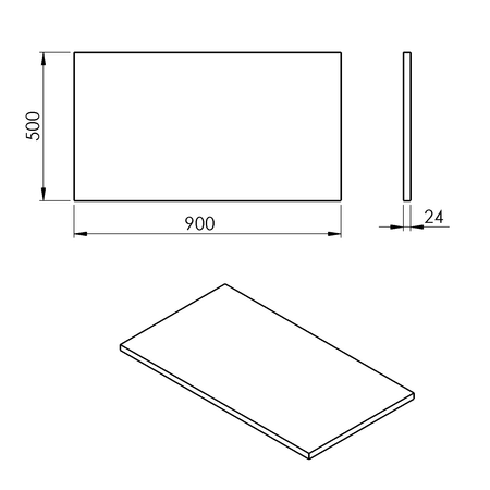PLATO blat Rockstone 900x24x500mm, biały mat