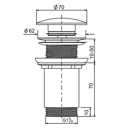 PRIORI korek umywalkowy 5/4“, klik-klak, korek ceramiczny, 10-50mm, brąz