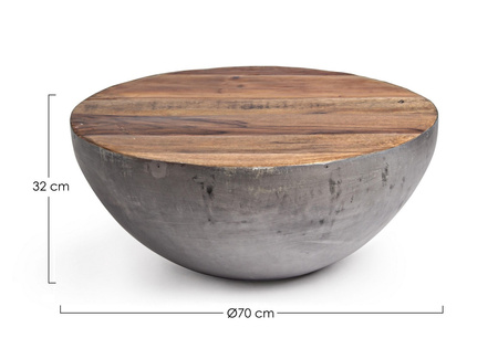 BIZZOTTO Stolik kawowy LANCASTER 70 cm – szary, drewno z recyklingu, nowoczesny design
