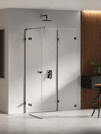 Kabina prysznicowa EVENTA BLACK CHROME 1D kwadratowa przyścienna P 80x80x200 szkło czyste 8mm Active Shield 2.0
