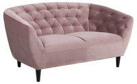 Sofa 2-osobowa Ria – różowa sofa Vic Dusty Rose 18 z czarnymi drewnianymi nogami ACTONA