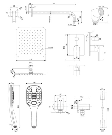 BARETTI system prysznicowy podtynkowy