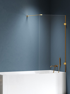 Parawan nawannowy EVENTA GOLD BRUSHED stały U 50x150 szkło czyste 8mm Active Shield 2.0 wsp. prostopadły