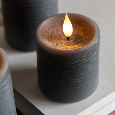 LED 1 Wick Candle Grey 3pk 70x70x150mm