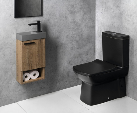 PICCOLINO umywalka betonowa, 30,8x17cm, bateria z prawej strony, szary mat