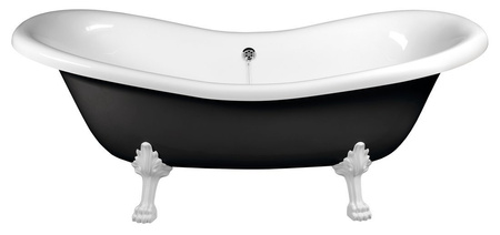 CHARLESTON wanna wolnostojąca 188x83x69cm, nogi białe, czarno/biała