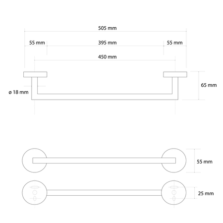 X-ROUND GOLD wieszak na ręczniki 450mm, złoto mat