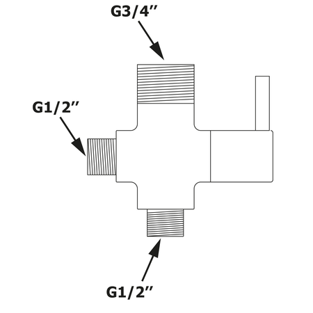 Przełącznik kolumny prysznicowej M1/2"-M1/2"xM3/4", chrom