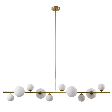 Lampa wisząca MILKY DROP 120 cm- złota z białymi kloszami