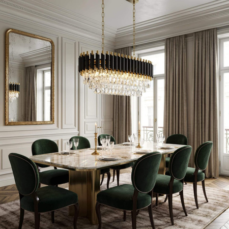 KLASYCZNY ŻYRANDOL KRYSZTAŁOWY CZARNO-ZŁOTY MAZINI PRO