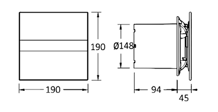 E-150 GT wentylator łazienkowy osiowy z wył. czas. 215W, wylot 150mm, biały