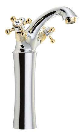 ANTEA bateria umywalkowa wysoka z odpływem, wysokość 245mm, chrom/złoto