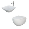 Zestaw DES Miska WC podwieszana z deską W/O i Umywalką Nablatową VARIANT kwadratową 42 cm biały połysk