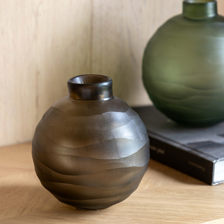 Bevelled Glass Globe Vase Smoke 140x140x140mm