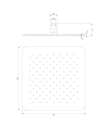 ULTRA SLIMLINE deszczownica, 30 x 30 cm, chrom połysk