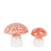Confetti Glass Mushrooms Set of 2 Burnt Orange
