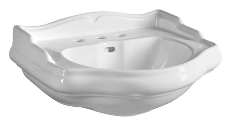 RETRO umywalka ceramiczna 55x45cm, z 3 otworami na baterię, biały