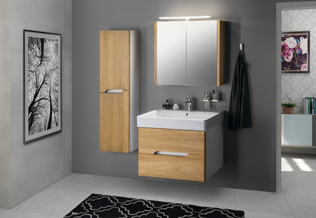 MEDIENA szafka umywalkowa 76x51x48,5cm, biały mat/dąb natural