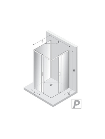 NZ2 Kabina prysznicowa PRIME NICKEL BRUSHED 2D kwadratowa przyścienna U 80x80x200 szkło czyste 6mm Active Shield 2.0