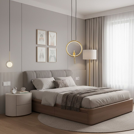 Lampa wisząca AMICI 27 cm - LED, mosiądz, złoty ring z dekoracyjną figurką