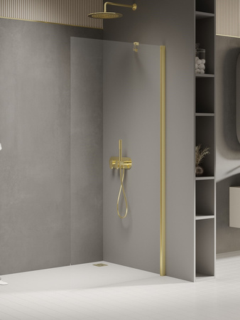 Kabina prysznicowa NEW SOLEO LIGHT GOLD walk-in U 80x195 szkło czyste 6mm Active Shield 2.0