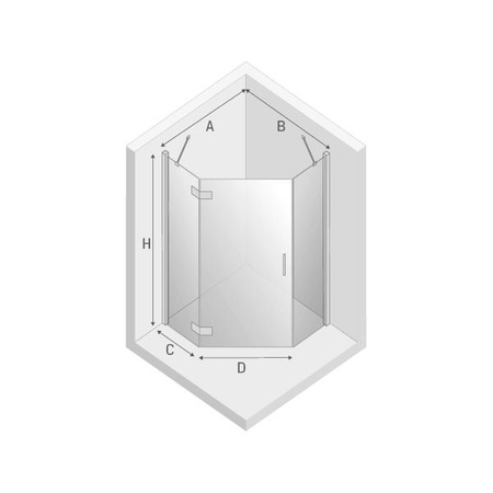 KABINA NEW AZURA BLACK PIĘCIOKĄTNA L 80x80x195 CZYSTE 6mm ACTIVE SHIELD