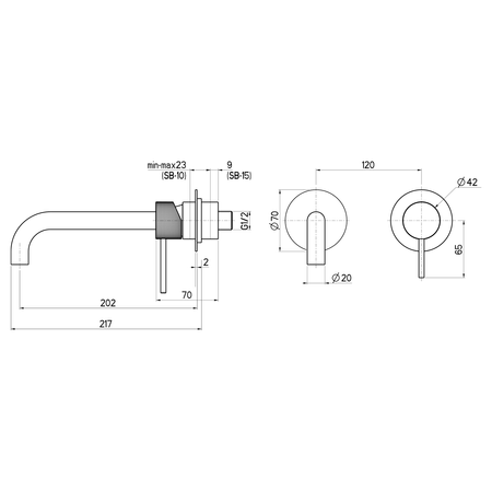 ULTRASAN bateria podtynkowa umywalkowa 2-elementowea, główka 20cm, złoto mat