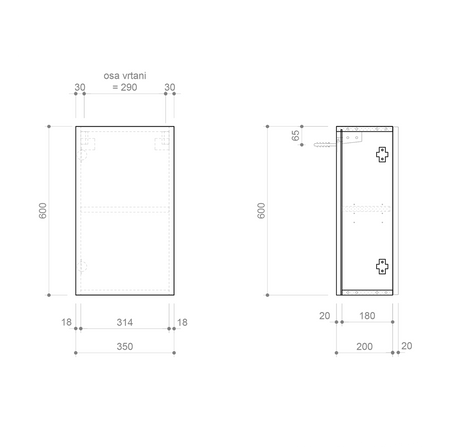 ESPACE szafka 35x60x22cm, 1 drzwi, lewa/prawa, biała mat