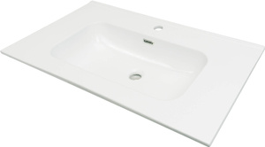 Umywalka ceramiczna wpuszczana z miejscem na baterię - 80 cm