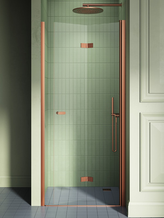Drzwi wnękowe NEW SOLEO COPPER BRUSHED 1D L 90x195 szkło czyste 6mm Active Shield 2.0 - składane