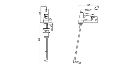 LEA bateria umywalkowa, Dźwignia medyczna, chrom