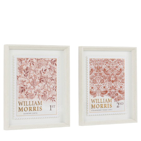 Obraz w ramie „William Morris Stamp Red” – czerwony, 30,5 × 3 × 36 cm, zestaw 2 szt.
