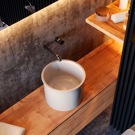 THE NEW YORKER umywalka ceramiczna nablatowa wysoka, średnica 40 cm, biała