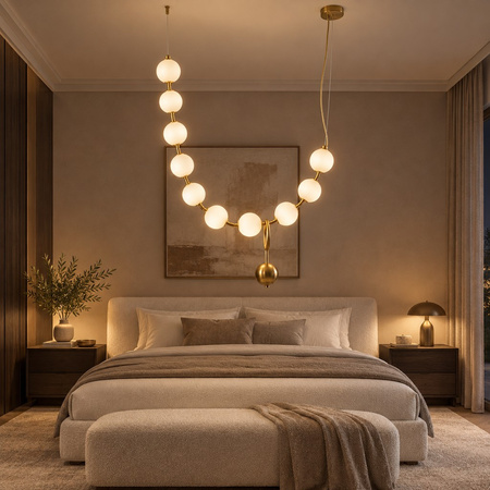 Lampa wisząca CORALLI L -LED, biało-mosiężna