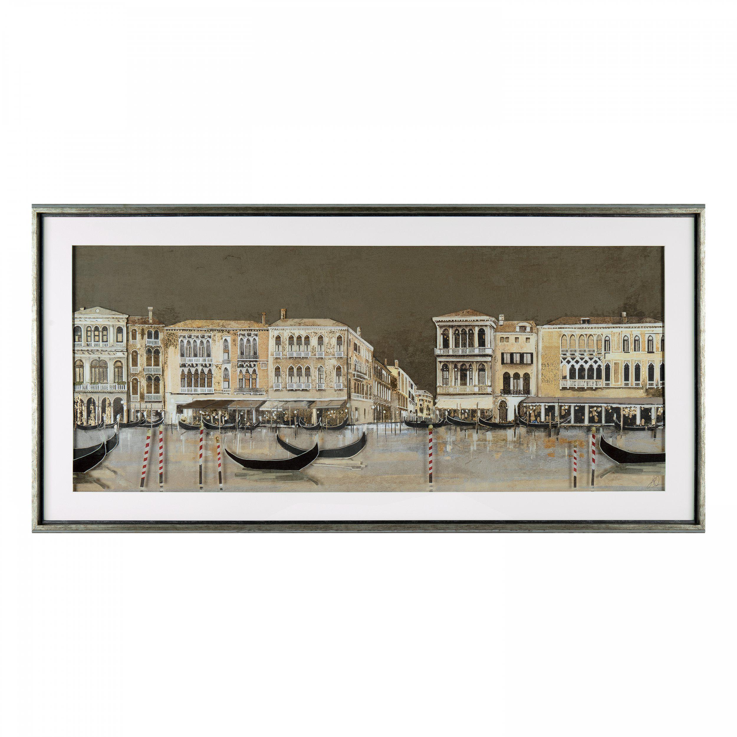 Obraz w ramie „Venetian Nights” – brązowy, 136 × 3,8 × 66 cm