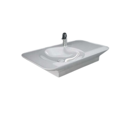 VALET Umywalka podwieszana & nablatowa 92x50,5 cm blat P z otworem na baterię biały połysk