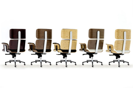 Fotel biurowy LOUNGE BUSINESS czarny - sklejka orzech, skóra naturalna, stal polerowana