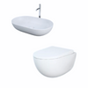 Zestaw DES Miska WC podwieszana z deską W/O i Umywalką Nablatową Feeling owalną 55x35 cm biały połysk