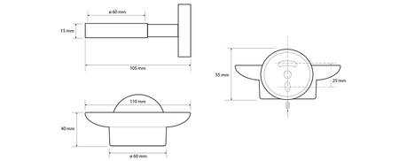 X-ROUND mydelniczka, szkło mleczne, chrom
