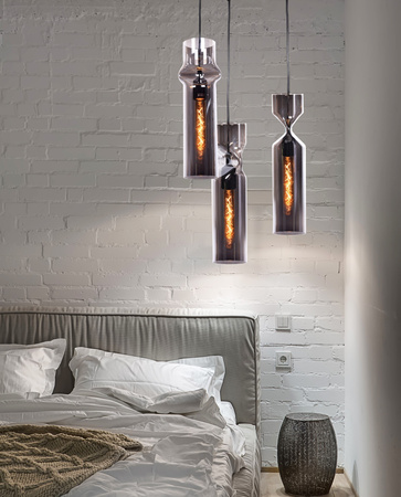 NOWOCZESNA LAMPA WISZĄCA SZKLANA SZARA VARIUS