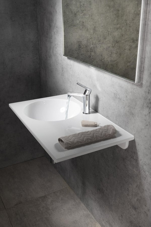 JUNO umywalka kompozytowa 80x47cm, biała, lewa