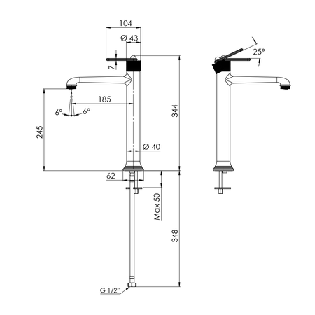 BEBÉ Bateria umywalkowa wysoka z przedłużoną wylewką, złoty